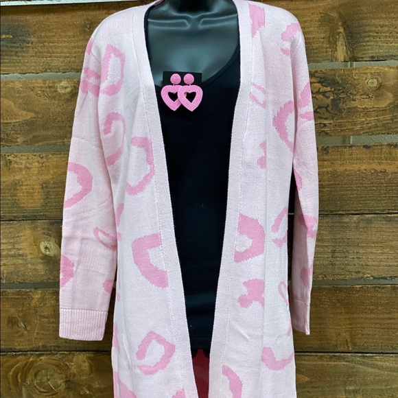 Pink leopard sweater cardigan - Picture 1 of 1